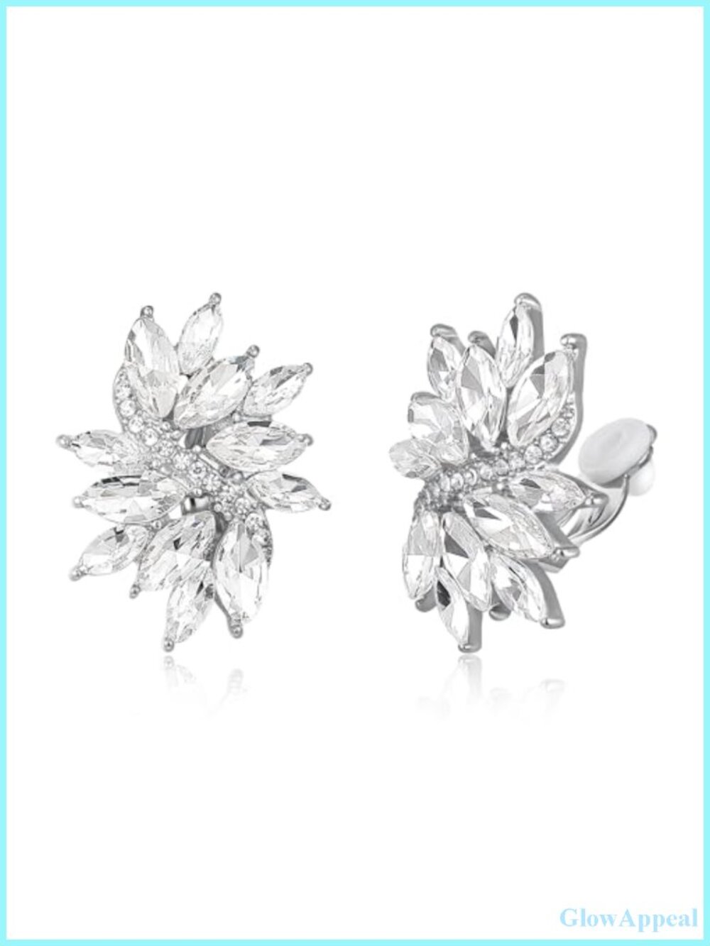Marquise Crystal Cluster Clip-On Earrings for Bride Bridesmaid Wedding Party